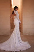 Fashionable Sweetheart Mermaid Wedding Dress for Woman Court Train Lace Appliques Satin