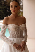Sweet A-line Wedding Dresses Elegant Appliques Dress For Bride Off the Shoulder Customized Gown Vestido De Novia Satin