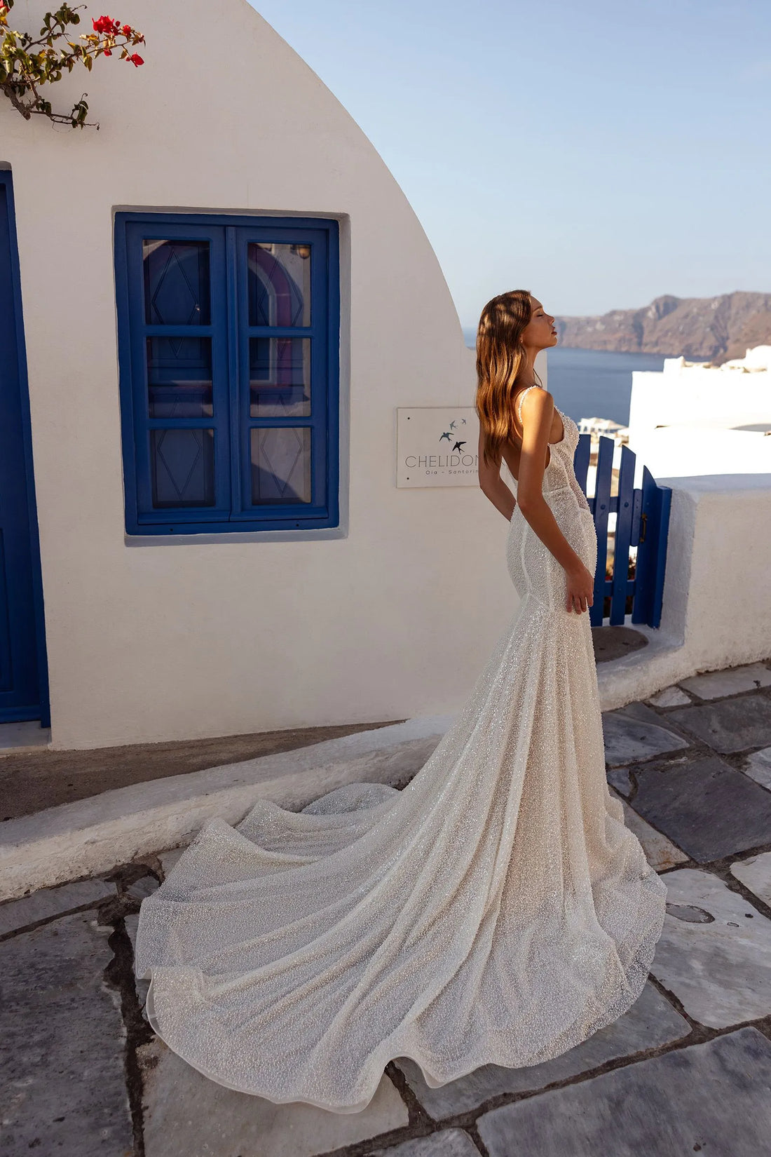 Sweetheart Glitter Bridal Dresses Elegant Mermaid Floor Length Empire Waist Corset Wedding Dress Satin