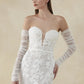 White Lace Wedding Dress Vestido De Novia Bow Satin Court Train Mermaid Sleeves Bridal Gowns Mermaid Modern Princess White Satin