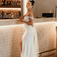 Romantic Bow Back with Extended Train Tails Wedding Dress Satin Bridal Gown Skirt Vestido De Novia Bow Court Train Dress