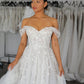 Detachable Off-the-Shoulder Tulle Lace Sleeves Wedding Dress Vestido De Novia Bow Satin Court Train Dress Bridal Gown Skirt