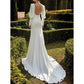 Elegant Satin Wedding Dresses Sweep Train Mermaid Long Sleeve Sexy Deep V-Neck With Split Front Bridal Gown Backless