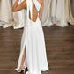 One-shoulder neckline with Side Skirt split Wedding Dress  Court Train Dress Bridal Gown Vestido De Novia Satin Skirt  Bow