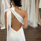 One-shoulder neckline with Side Skirt split Wedding Dress  Court Train Dress Bridal Gown Vestido De Novia Satin Skirt  Bow