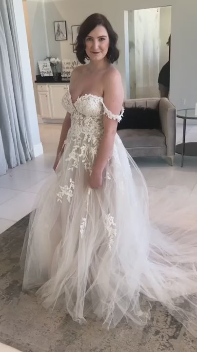 Vestidos de novia bohemios, línea A, hombros descubiertos, cuello en forma de corazón, vestido de novia, Apliques de encaje, vestidos de baile de boda con cuentas 