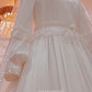 Vestido de noiva muçulmano de manga longa elegante com capa de pescoço de pescoço de pescoço de soirée de mariaia