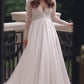 Fairy Ivory A Line Wedding Dress Long Sleeve V Neck Bride Dress Puff Tulle Side Split Boho Wedding Gowns