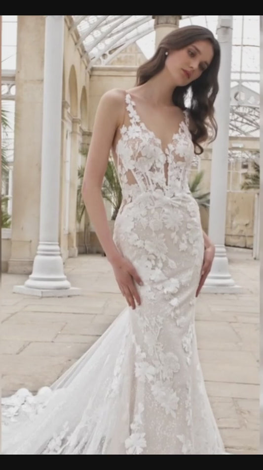 Vestidos De Novia De sirena De lujo para mujer, vestido De Novia con espalda abierta y apliques con cuello en V, vestido De Novia con tirantes finos, Vestidos De Novia 