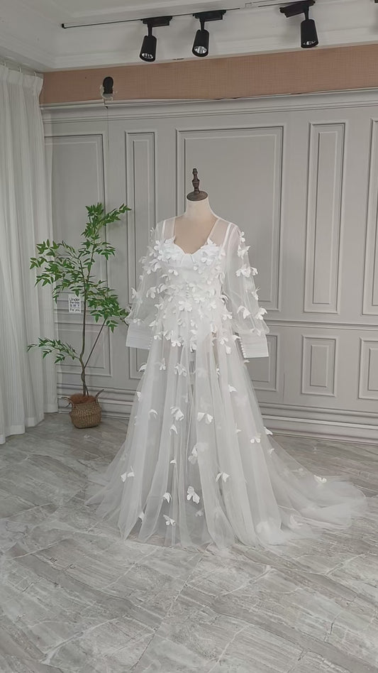 Jubah Pearl Jubah Pernikahan Gaun Perempuan untuk Wanita Luxury Luxury Custom Butterfly Lantai Panjang Boudoir Pesta Ulang Tahun