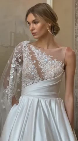 Vestidos de novia bohemios, vestido de novia sin mangas de encaje Vintage, vestidos de novia elegantes de satén con bolsillos 