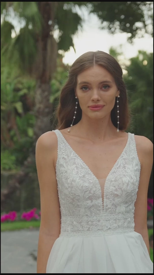 Robe De Mariée élégante style Boho, col en v, avec des Appliques en dentelle, dos nu, en mousseline De soie, sur mesure 