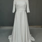 3/4 Gaun Pernikahan O-Neck A-Line Lace Appliques Satin Civil Bridal Gown for Women Robe de Mariee Simle Civil