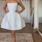 A-Line Short Wedding Party Dresses Strapless Stain Cocktail Dress for Women Brides Party Gown Outfits vestidos novias boda