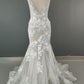 Vintage Mermaid Spaghetti Wedding Dress V-Neck 3D Flowers Appliques Boho Backless Bride Gown Sleeveless Train Robe de Mariée
