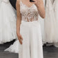 2 pcs jumpsuits gaun pengantin untuk wanita setelan jas renda applique manik -manik pengantin formal gaun pengantin vestidos de noiva panjang lantai