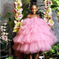 Lovely Layered Tulle Flower Girl Dresses Ball Gown Pink Puffy Baby Pageant Dress High Low Suspenders Girls Communion Dresses