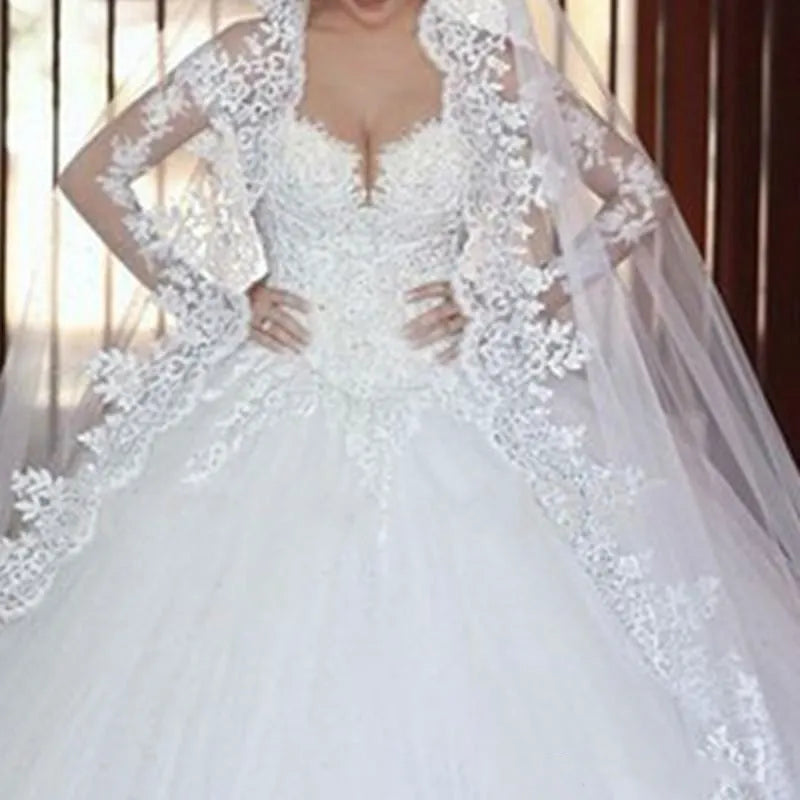 Formal Dresses Long Sleeve Wedding Dress Bridal Robe Ball Gown Special Occasion Dresses Bride Women Princess Trend Fairy