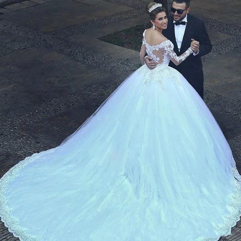 Formelle Kleider Langarm Hochzeitskleid Braut Robe Ballkleid Besondere Anlass Kleider Braut Frauen Prinzessin Trend Fee