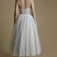 Modern Strapless Short Civil Wedding Dresses Sleeveless Beaded Tulle Tea-Length A-Line Elopement Bride Dresses Open Back