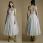 Modern Strapless Short Civil Wedding Dresses Sleeveless Beaded Tulle Tea-Length A-Line Elopement Bride Dresses Open Back