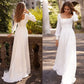 Elegant A-Line Wedding Dresses Women Square Collar Long Sleeve Open Back Satin Simple Bridal Gown Sweep Train Vestidos De Noiva