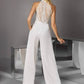 Ivory Jumpsuit Wedding Dress With Pocket Pants Suit High Halter Neck Sexy Illusion Sequins Bride Dress With Pants Outfits Custom