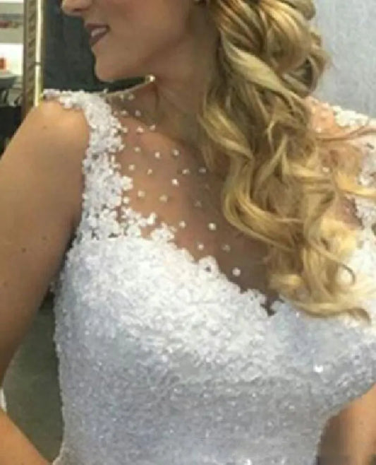 Vintage weiße Spitzenapplikationen kurze Brautkleider reine Rückenknöpfe kurze Hochzeitskleider Robe de Soiree