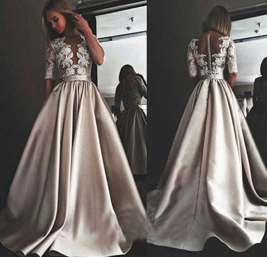 Vestidos de novia con manchas de encaje Vestidos de novia de media manga de encaje Vestidos de novia personalizados 2023 Vestidos de novia de talla grande