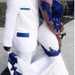 White Royal Blue Lace Aso Ebi African Prom Dresses Long Illusion Sleeves Appliqued Mermaid Evening Formal Gowns Pageant Dress