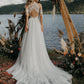 Gaun Perkahwinan Pantai Bohemian Dengan Lengan Robe De Mariage untuk Wanita Vintage Tassel Crochet Lace Country Garden Boho Bride