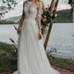 Bohemian Beach Wedding Dresses dengan lengan jubah de mariage for women vintage rajutan rajutan country garden boho bride