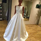 Vintage Princess A Line Wedding Dress with Pocket Floor Lenght Sexy Backless Bridal Gowns Wedding Gown Vestido De Novia