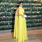 Fluorescent Yellow Evening Dress With Shawl Sexy Floor-length Vestidos De Fiesta Good Quality Chiffon Prom Dresses