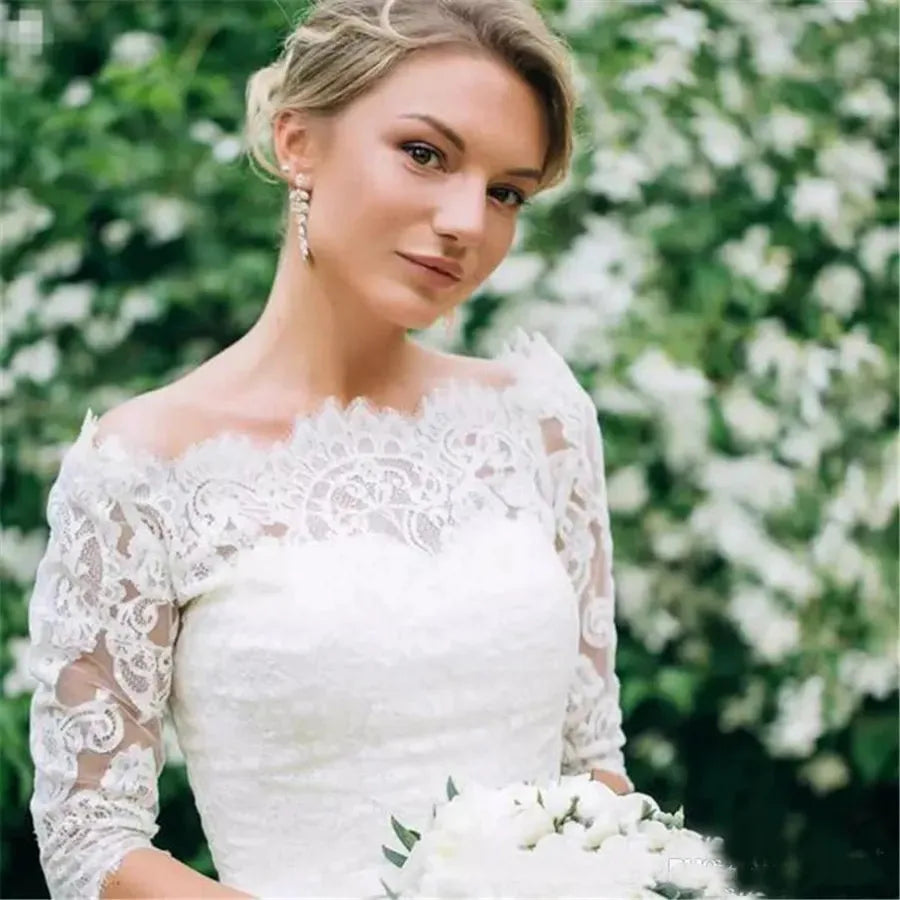 Vestido De Noiva Elegant A-line Short Wedding Dresses Half Sleeve Appliques Lace Bridal Dress Wedding Gown Robe De Mariee 14w