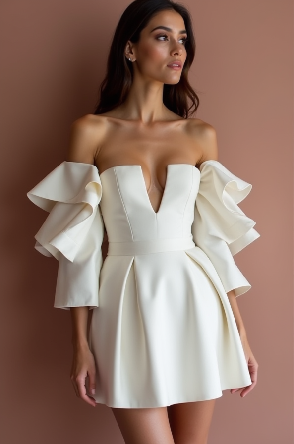 Sexy White Mini Short Wedding Dress with a High Slit for a Bold and Daring Bridal Look New Satin white