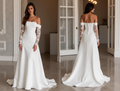 Mermaid White Wedding Dress with a Fit-and-Flare Silhouette for a Stunning Look backless mesh New Satin white