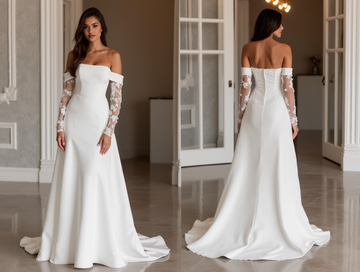 Mermaid White Wedding Dress with a Fit-and-Flare Silhouette for a Stunning Look backless mesh New Satin white