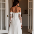 Mermaid White Wedding Dress with a Fit-and-Flare Silhouette for a Stunning Look backless mesh New Satin white