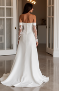 Mermaid White Wedding Dress with a Fit-and-Flare Silhouette for a Stunning Look backless mesh New Satin white
