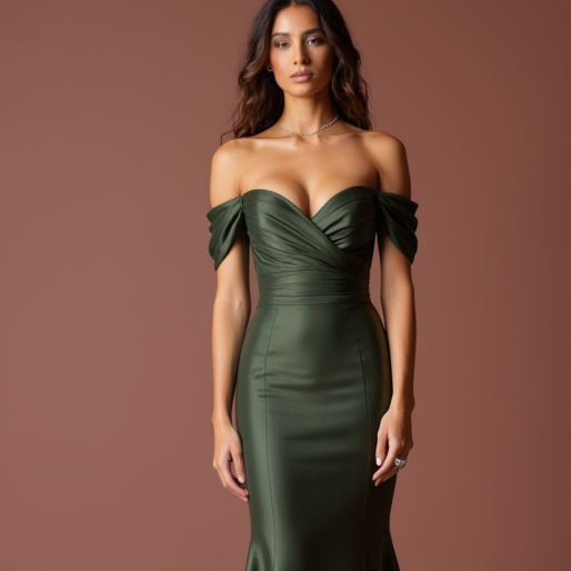 Glamorous Green Evening Dress & Prom Dress with Feather Details for Extra Drama green New Satin