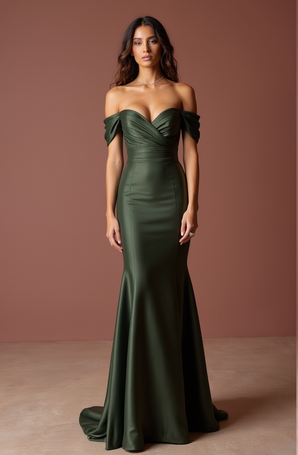 Glamorous Green Evening Dress & Prom Dress with Feather Details for Extra Drama green New Satin