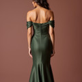 Glamorous Green Evening Dress & Prom Dress with Feather Details for Extra Drama green New Satin