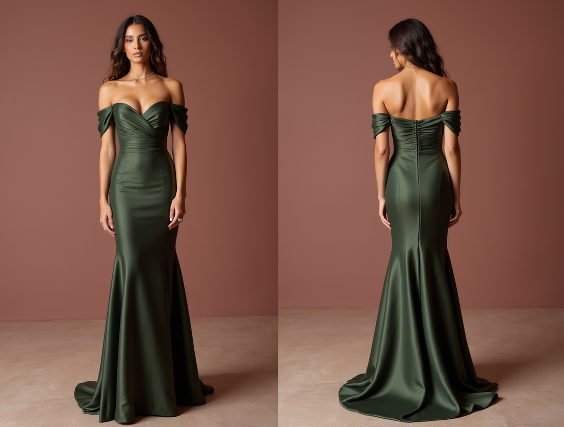 Glamorous Green Evening Dress & Prom Dress with Feather Details for Extra Drama green New Satin