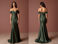 Glamorous Green Evening Dress & Prom Dress with Feather Details for Extra Drama green New Satin
