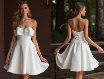Sexy White Mini Short Wedding Dress with a Slit for a Bold and Confident Bridal Look New Satin white