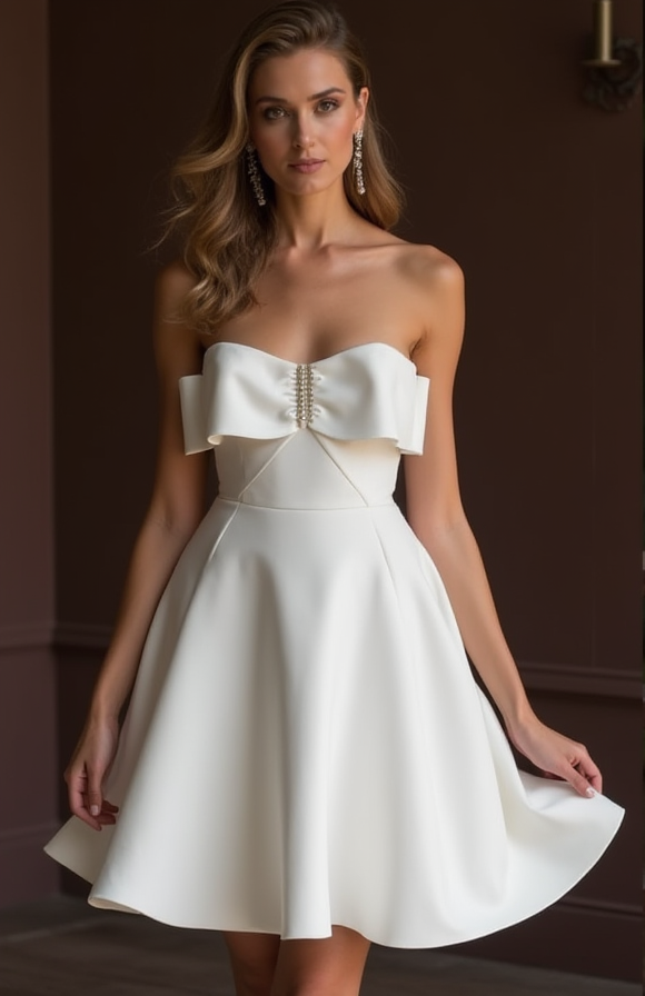 Sexy White Mini Short Wedding Dress with a Slit for a Bold and Confident Bridal Look New Satin white