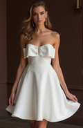 Sexy White Mini Short Wedding Dress with a Slit for a Bold and Confident Bridal Look New Satin white