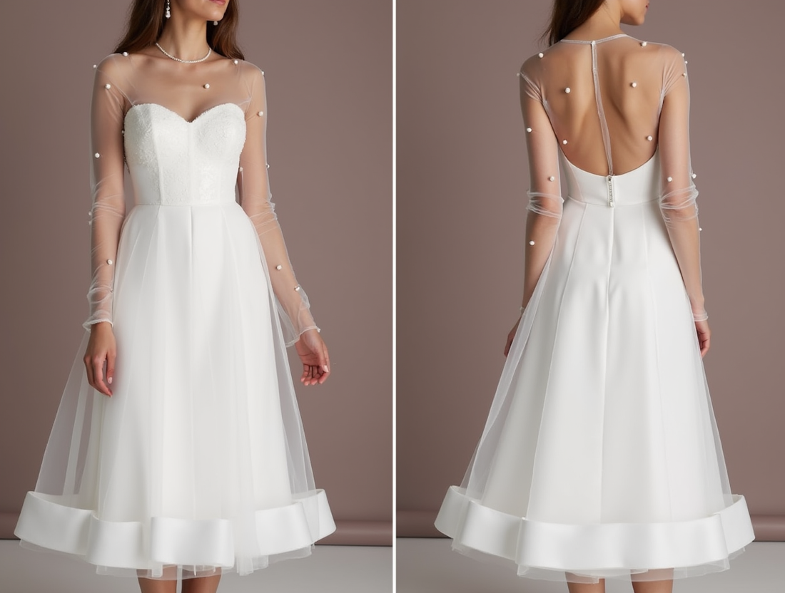 Playful White Mini Short Wedding Dress with a Tulle Skirt for a Fun and Flirty Look mesh New Satin white