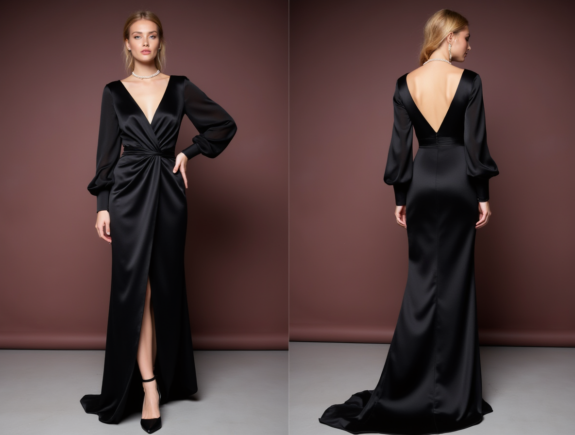 Black Wedding Dress with a High Slit for an Edgy and Sexy Look black mesh New Satin split